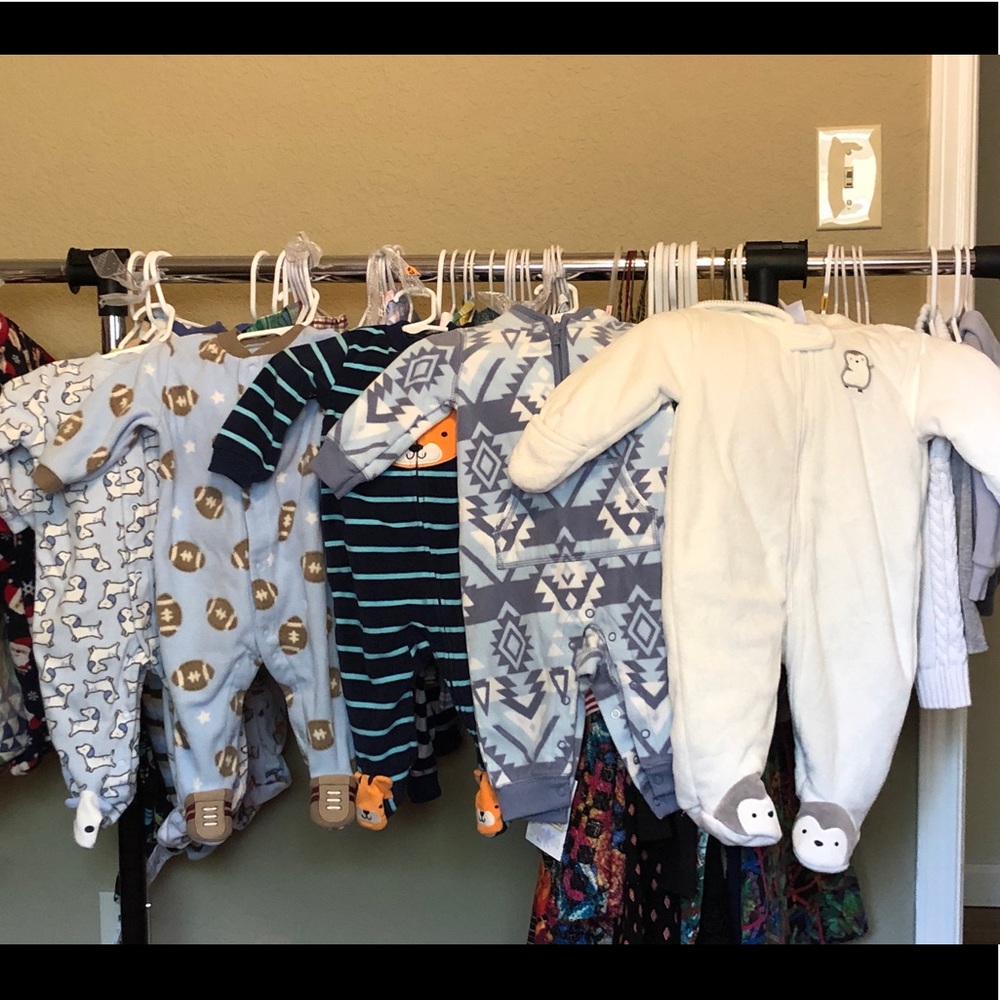 Bundle of Five fleece pajamas and outfits